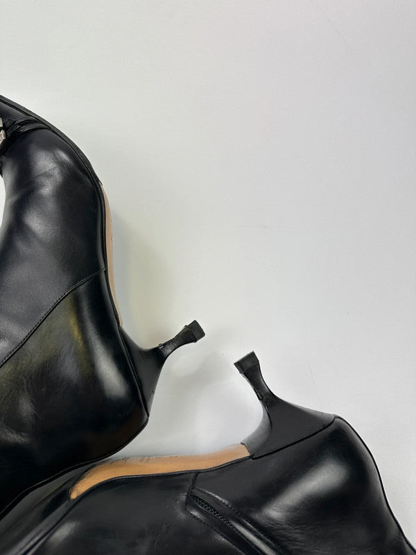 Dior John Galliano Black Leather High Heels Boots