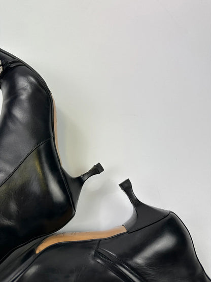 Dior John Galliano Black Leather High Heels Boots