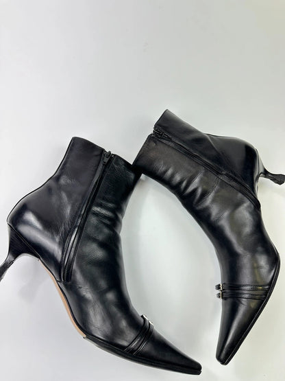 Dior John Galliano Black Leather High Heels Boots