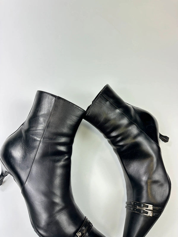 Dior John Galliano Black Leather High Heels Boots