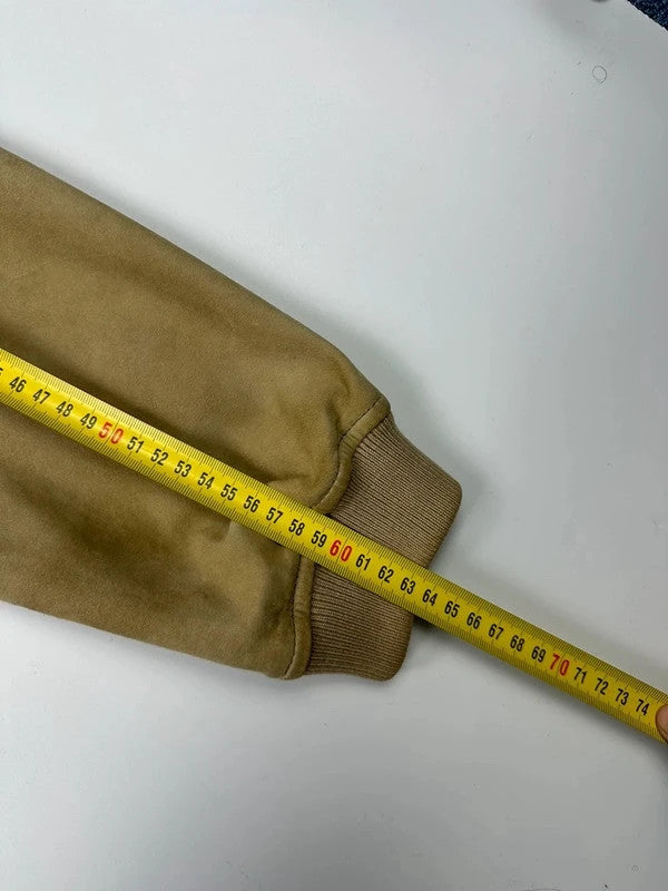 Armani Jeans beige suede bomber jacket with cargo pockets and vintage 90s design.