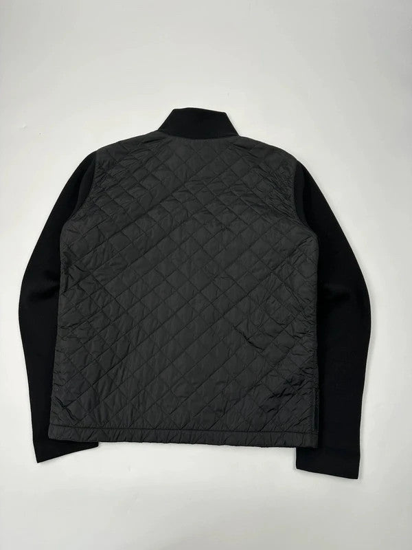 Prada black hybrid jacket with padded nylon body and wool sleeves, vintage 2006 collection.