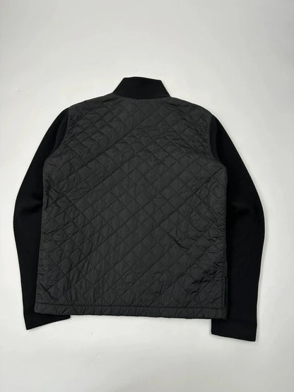 Prada black hybrid jacket with padded nylon body and wool sleeves, vintage 2006 collection.