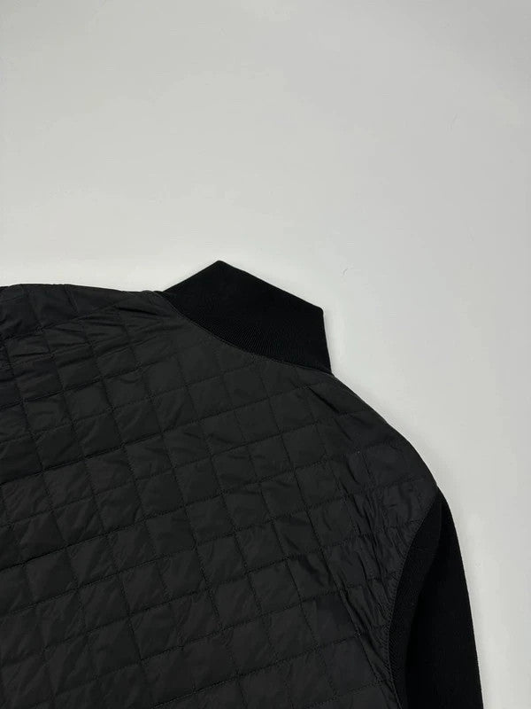 Prada black hybrid jacket with padded nylon body and wool sleeves, vintage 2006 collection.