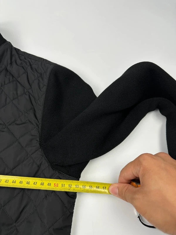 Prada black hybrid jacket with padded nylon body and wool sleeves, vintage 2006 collection.