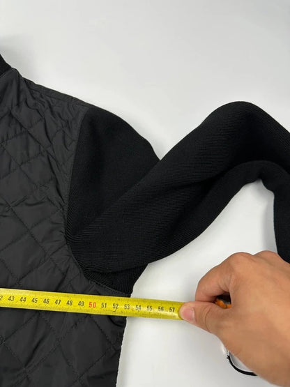 Prada black hybrid jacket with padded nylon body and wool sleeves, vintage 2006 collection.
