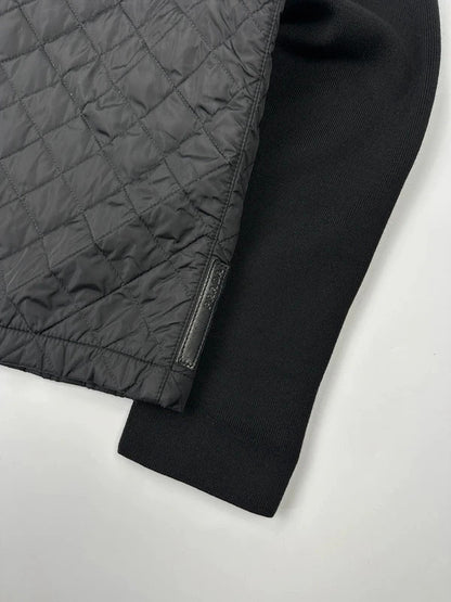 Prada black hybrid jacket with padded nylon body and wool sleeves, vintage 2006 collection.