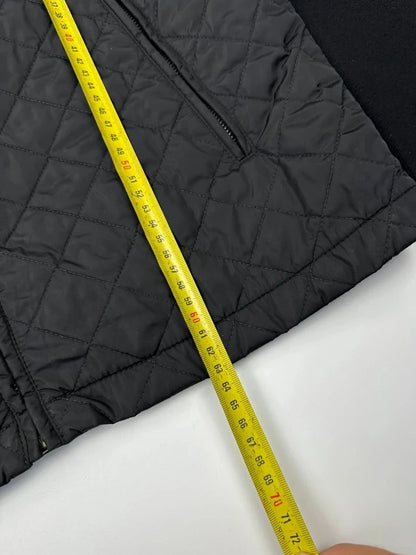 Prada black hybrid jacket with padded nylon body and wool sleeves, vintage 2006 collection.