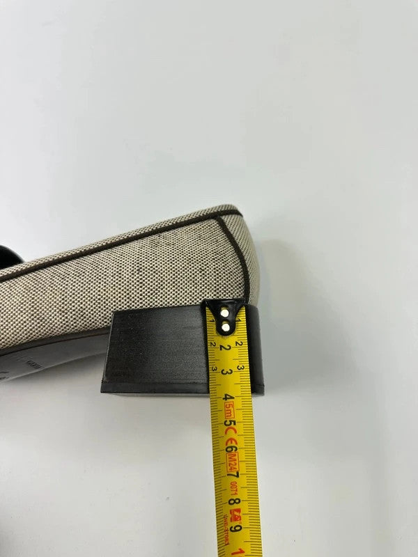 Prada grey and black loafers in leather and linen with 1999 collection details.