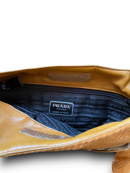 PRADA ORANGE FW1999 LEATHER FUR BAG