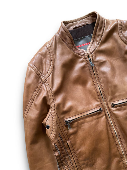 PRADA SPORT 00s CAMEL SAMPLE COWBOYS LEATHER JACKET (M)