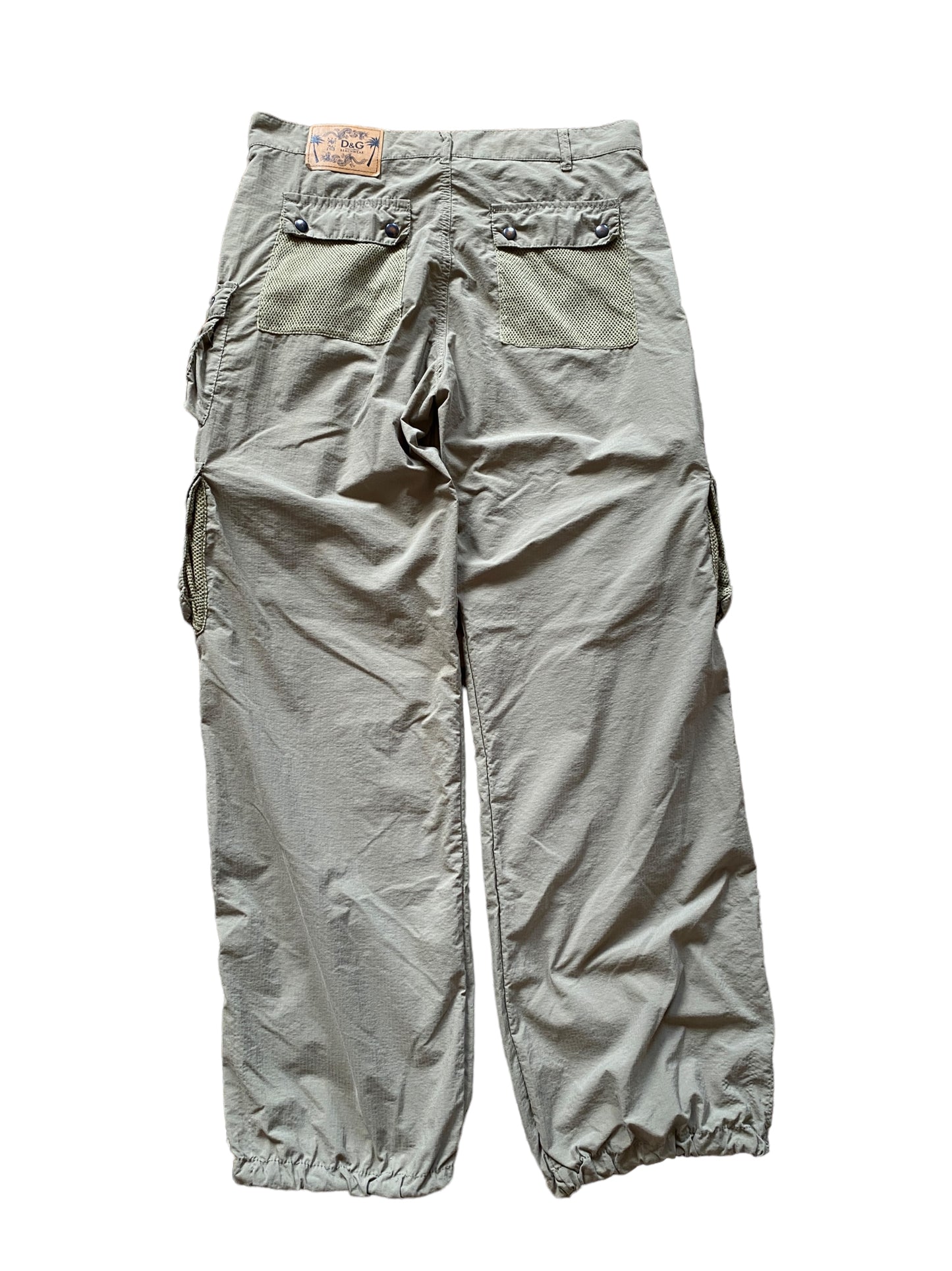 DOLCE & GABBANA LIGHT OLIVE MILITARY CARGO PARACHUTE PANTS (M)