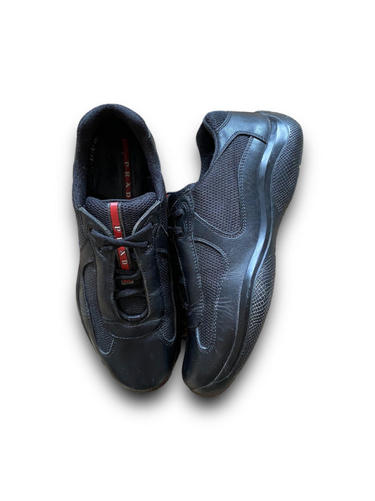 PRADA BLACK LEATHER AMERICA’S CUP SHOES