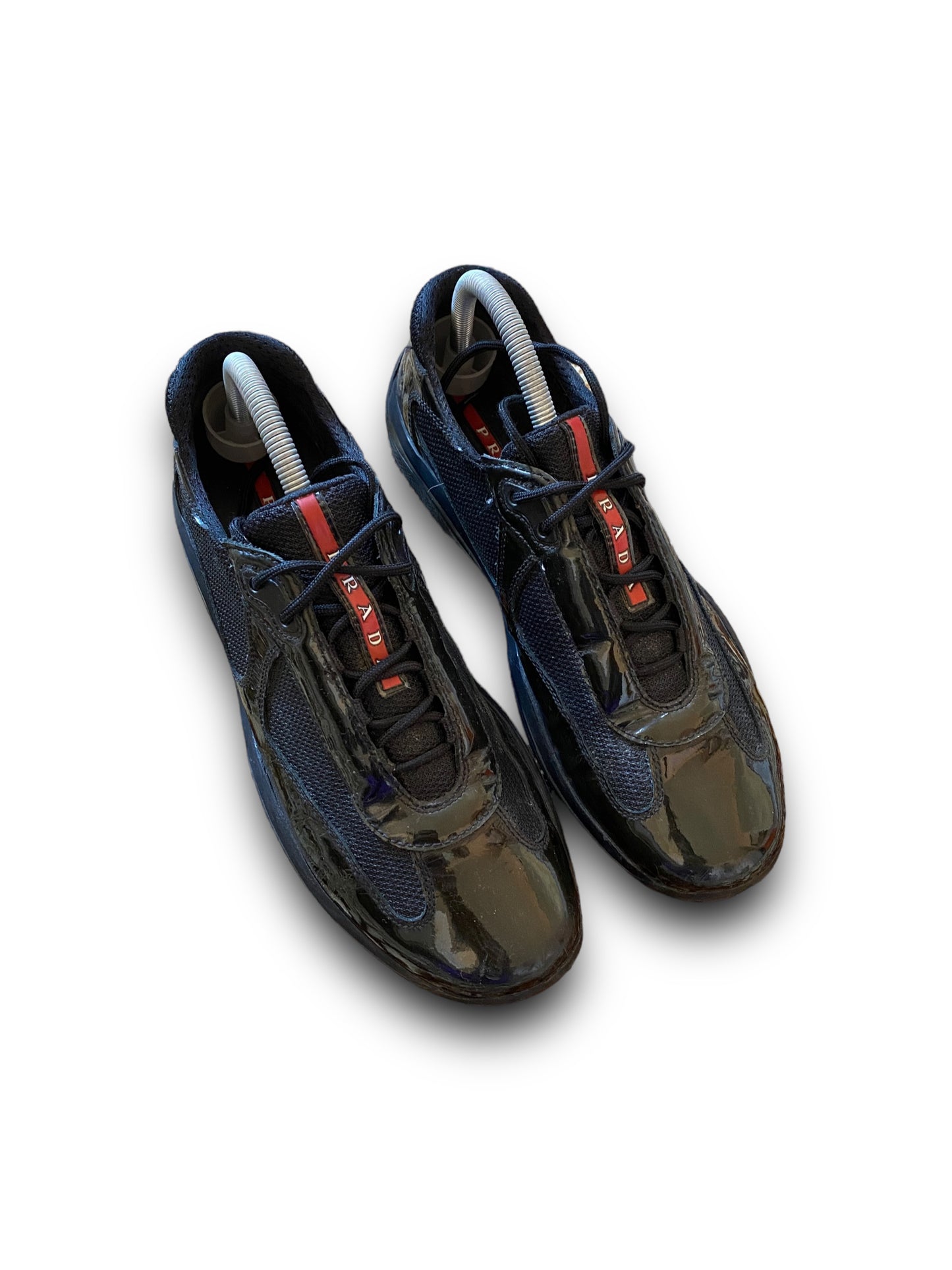 PRADA BLACK GREEN VERNIS PATENT LEATHER AMERICA’S CUP