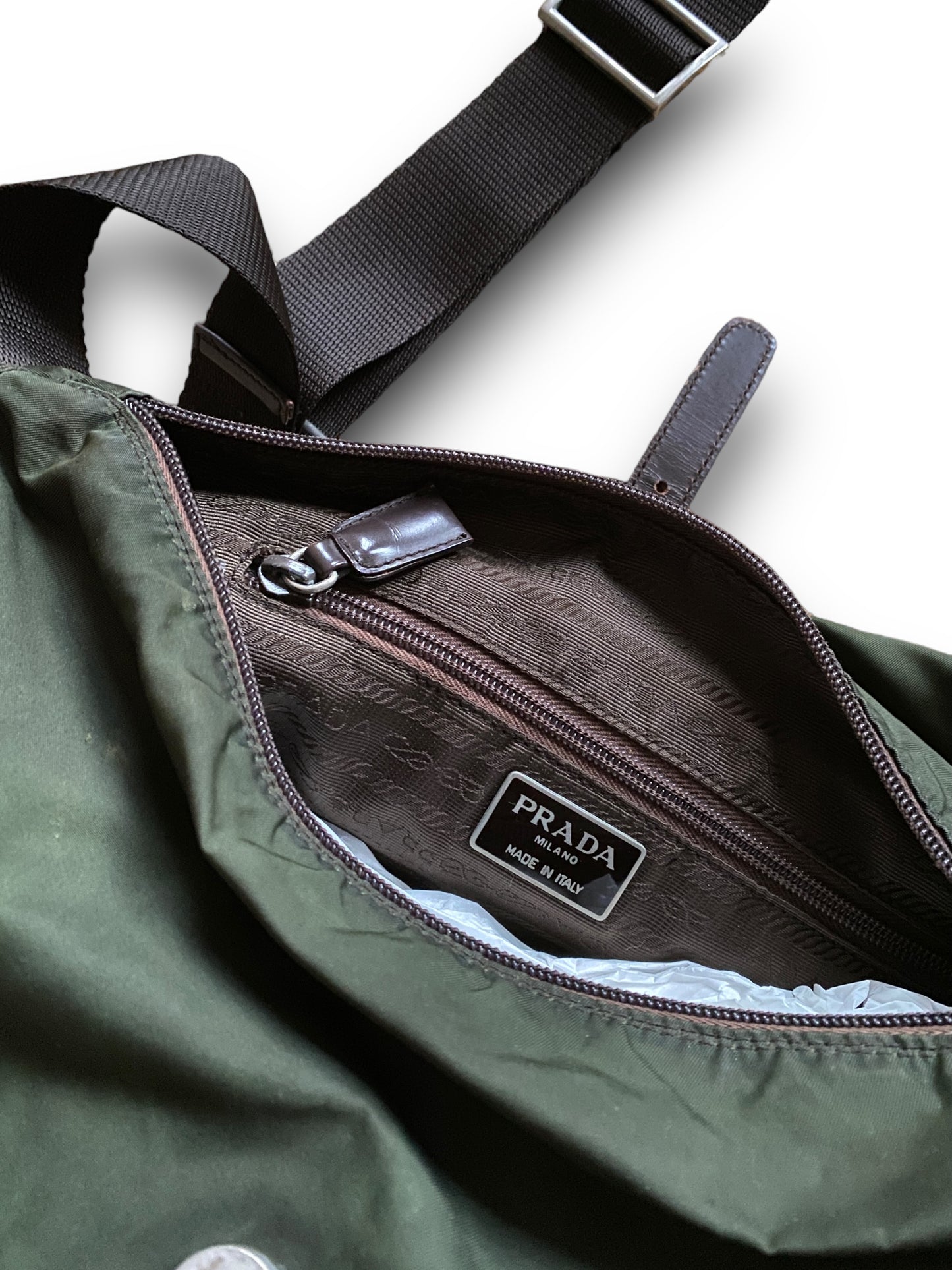 PRADA GREEN MILITARY 2STRAPS MESSENGER BAG