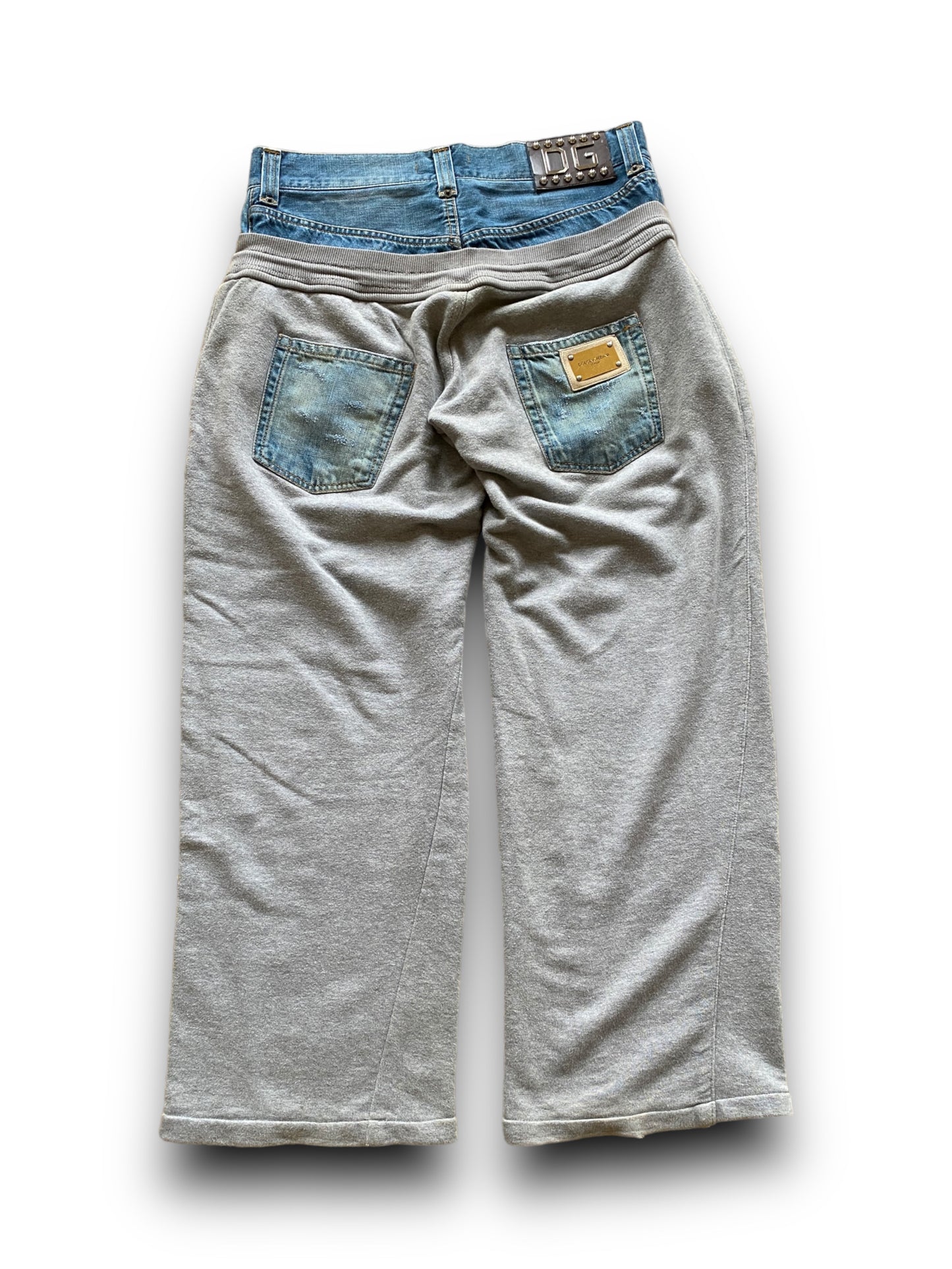 DOLCE & GABBANA 2008 DOUBLE WAISTED DENIM JOGGERS (S-M)