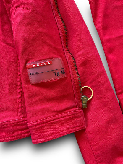 PRADA SPORT RED DENIM JACKET & TOTE BAG (M)