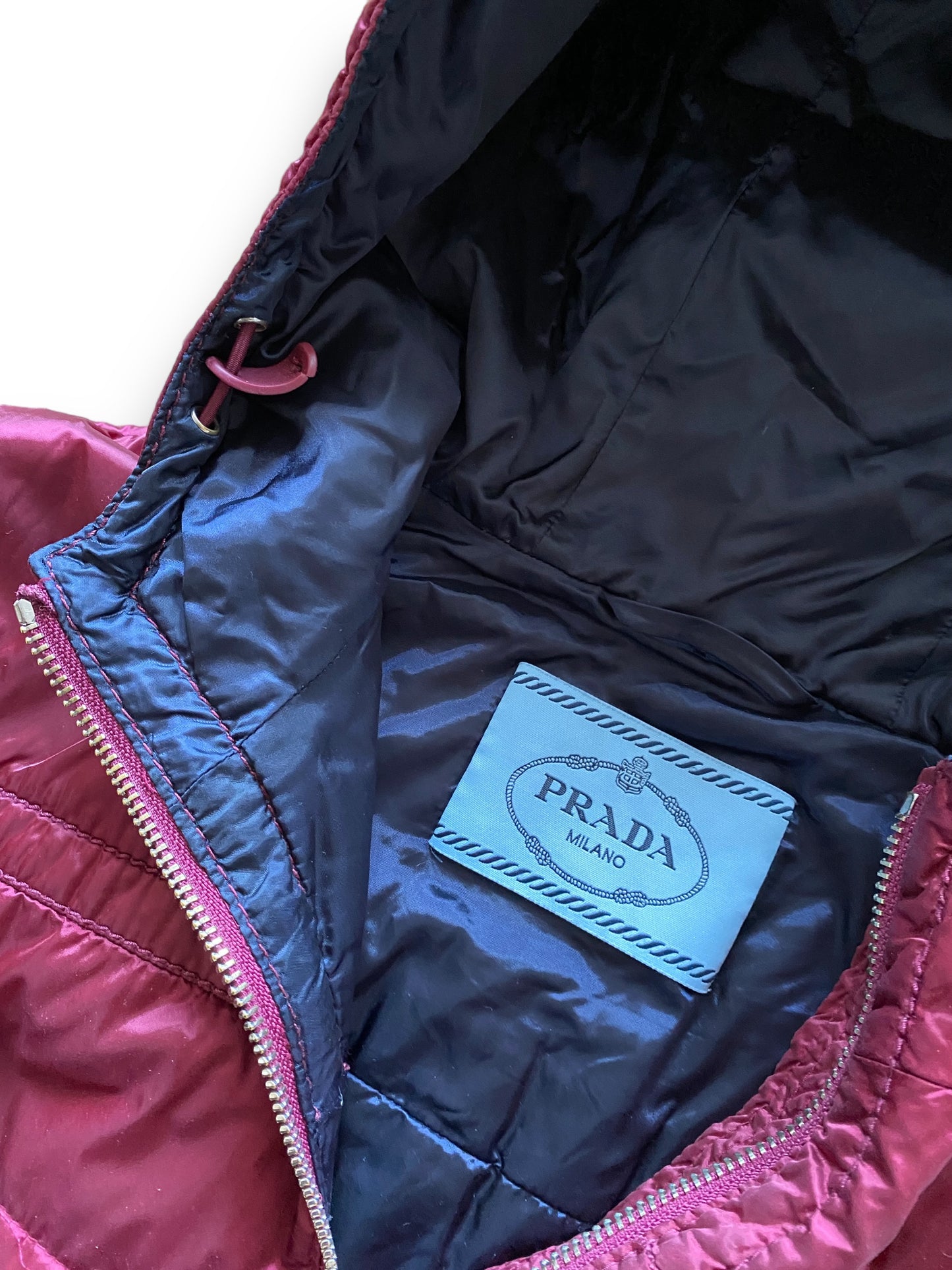 PRADA PURPLE PINK TRIANGLE PUFFER JACKET (S)