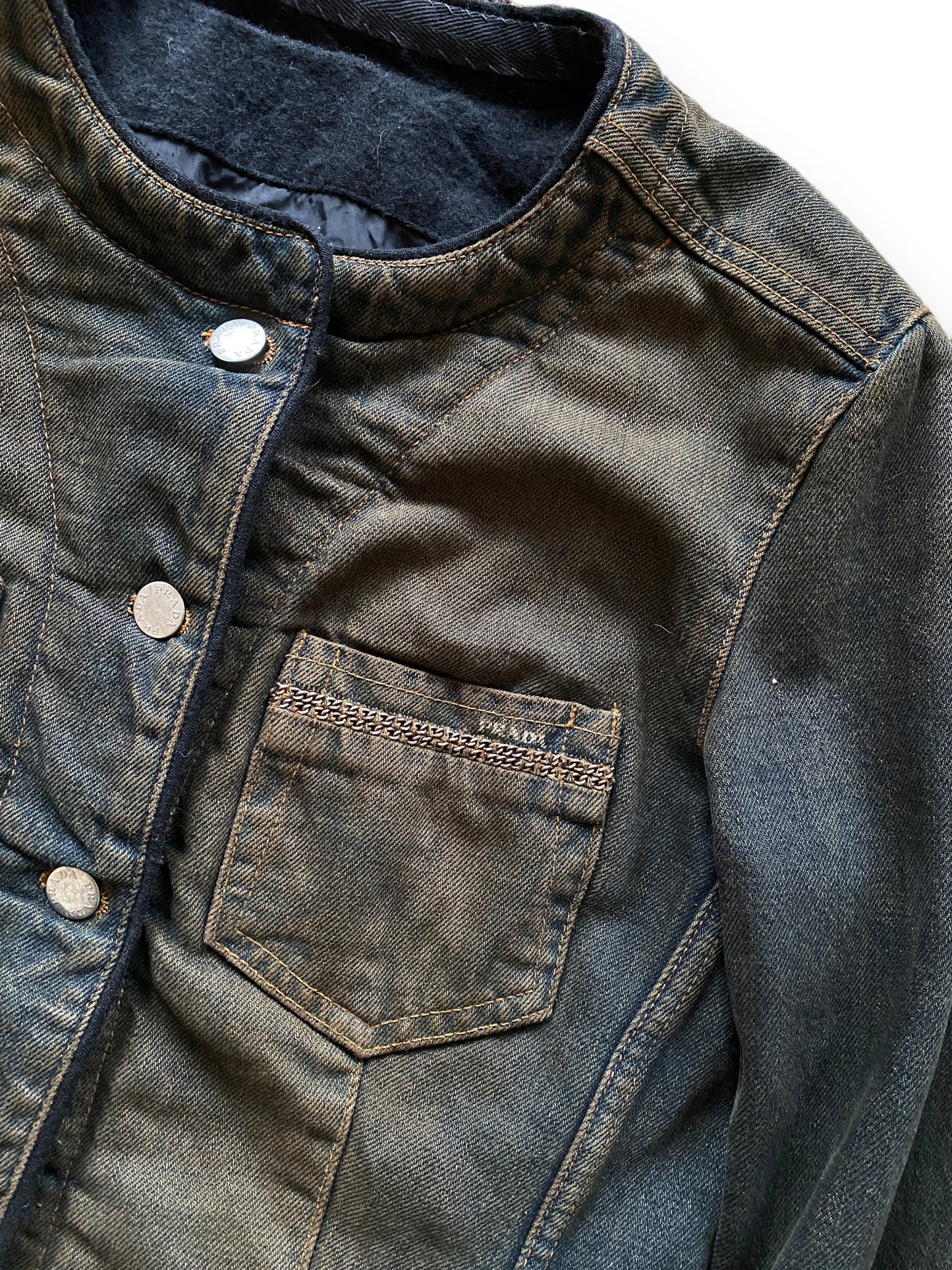 PRADA FADED WASH HEAVY DENIM MAILS JACKET (S-M)