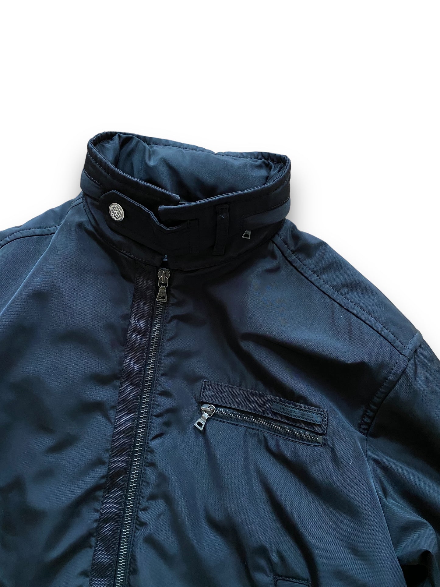 PRADA MAIN LINE HEAVY BLACK NYLON BOMBER (M)