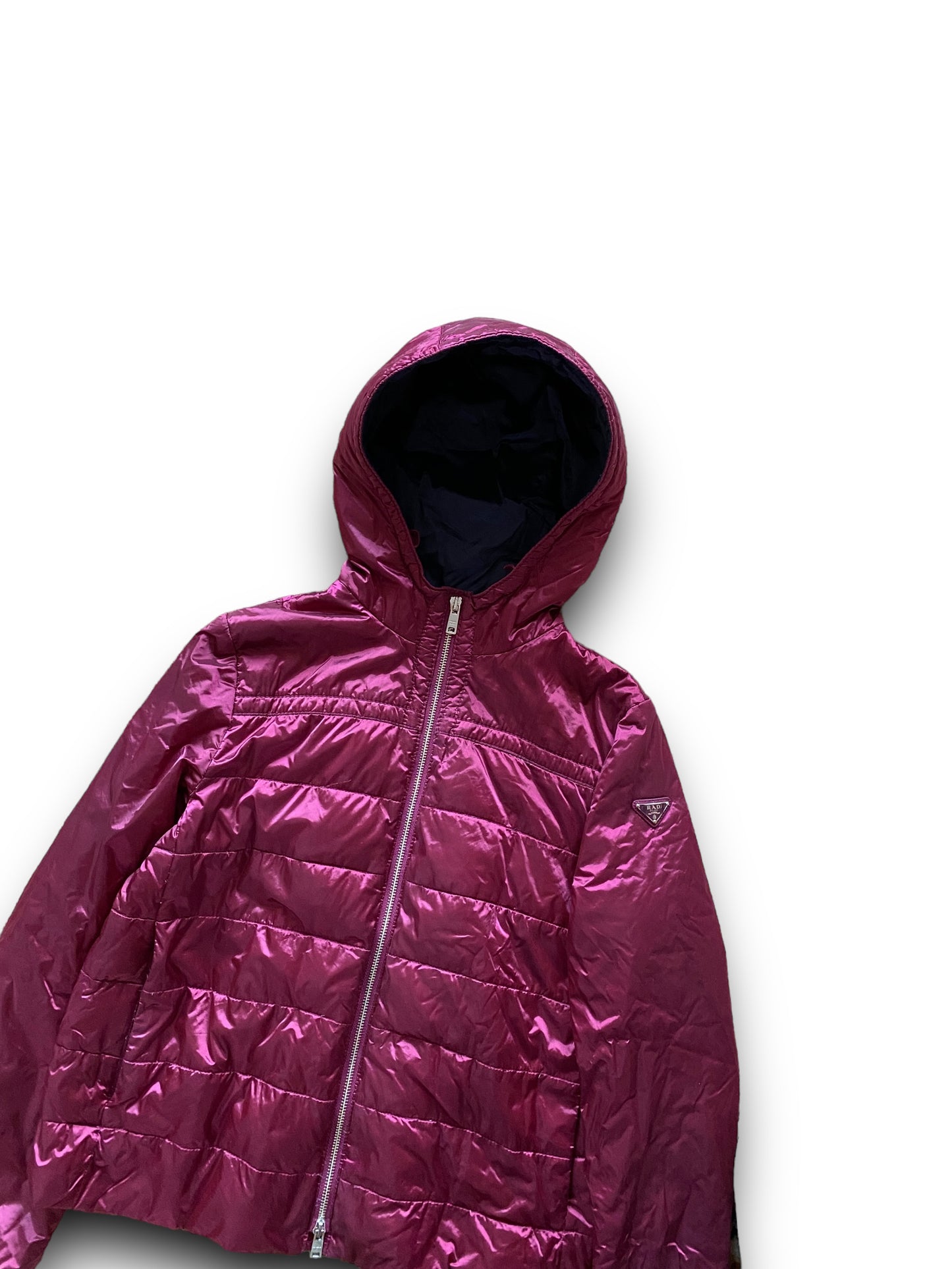 PRADA PURPLE PINK TRIANGLE PUFFER JACKET (S)