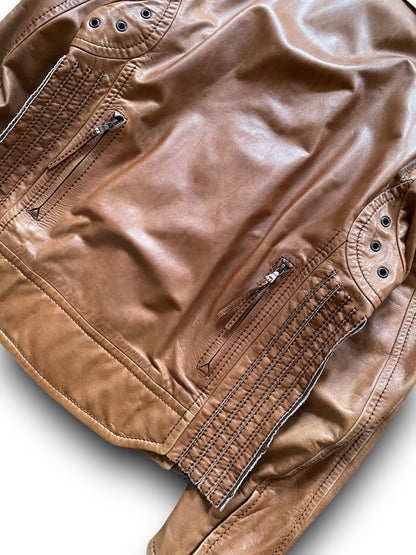 PRADA SPORT 00s CAMEL SAMPLE COWBOYS LEATHER JACKET (M)