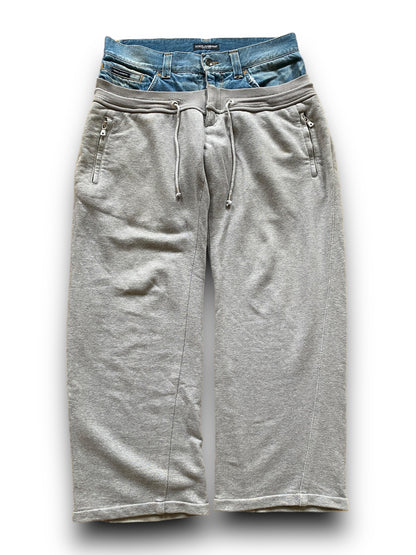 DOLCE & GABBANA 2008 DOUBLE WAISTED DENIM JOGGERS (S-M)