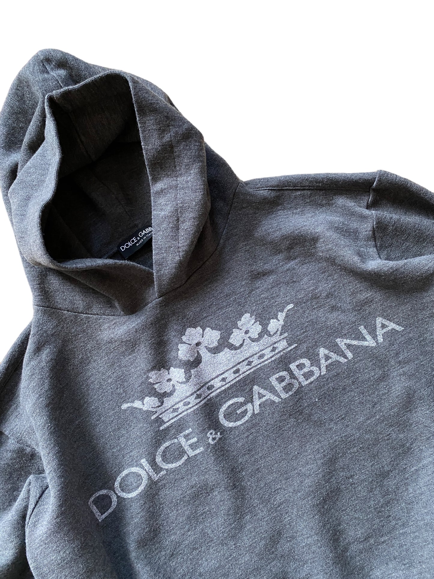 DOLCE & GABBANA BOXING CROP GREY HOODIE (L)