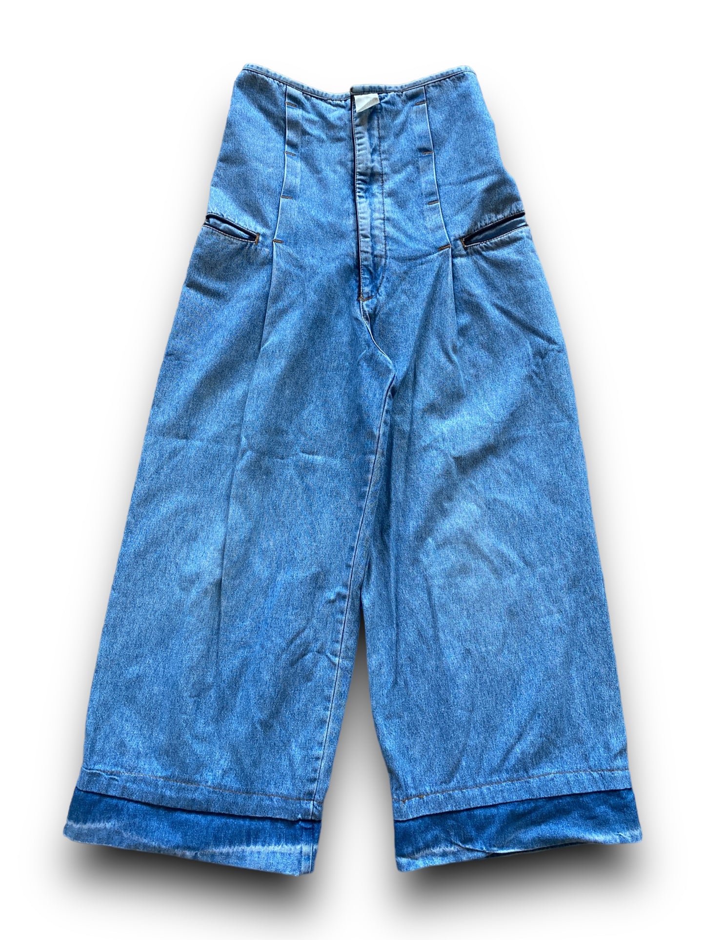 MFG HIGH WASTED BAGGY JEANS STONE WASHED DENIM (S)