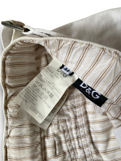 D&G WHITE SHORT FRONT CARGO POCKETS