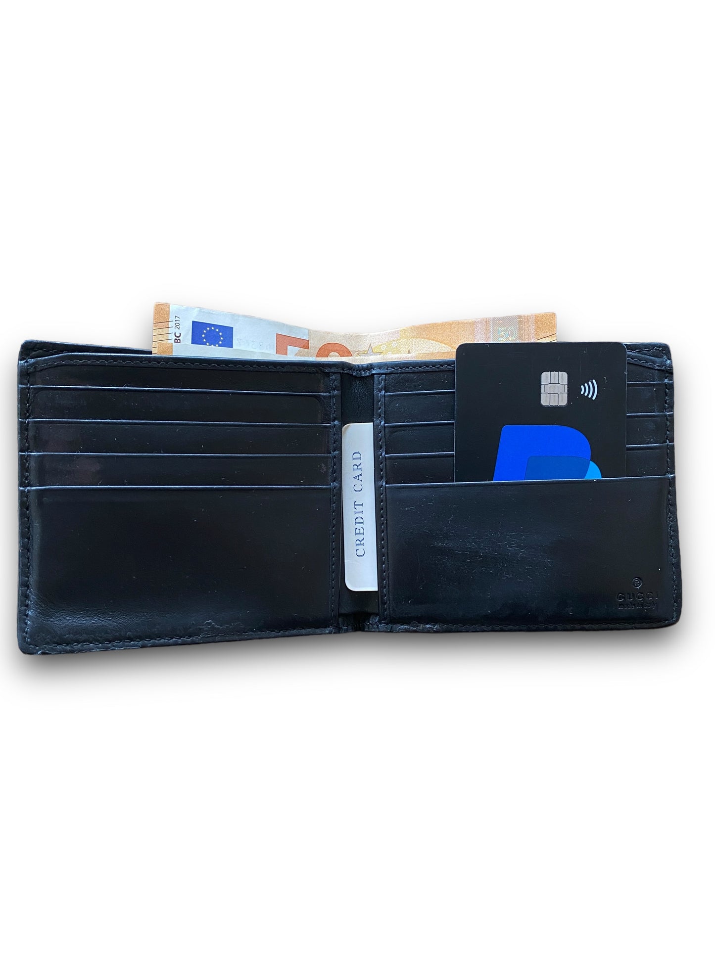 GUCCI GG SUPREME MONO BLACK LEATHER WALLET