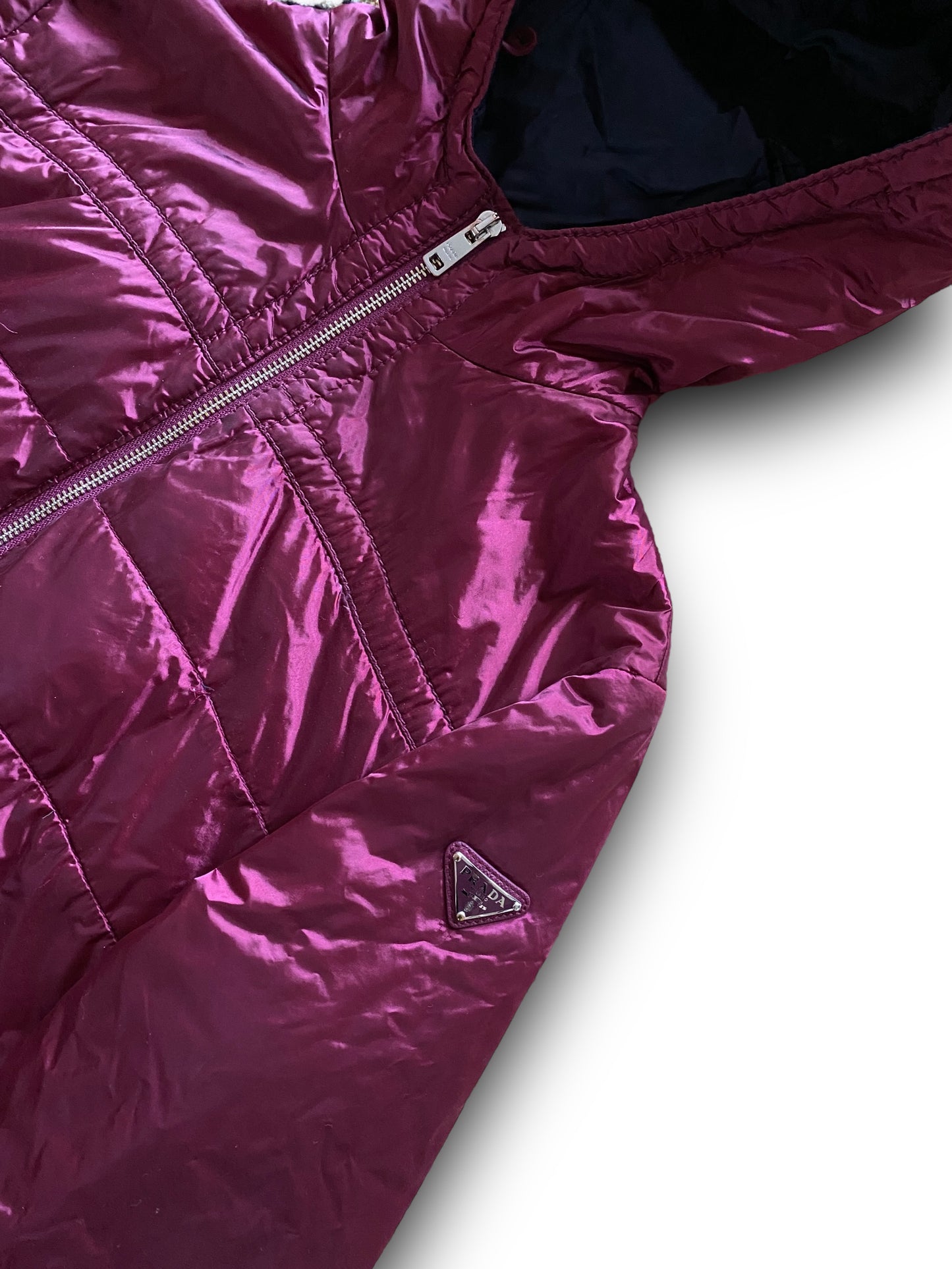 PRADA PURPLE PINK TRIANGLE PUFFER JACKET (S)