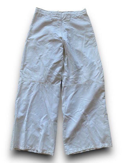 MFG WHITE BAGGY PARACHUTE PANTS (M-L)