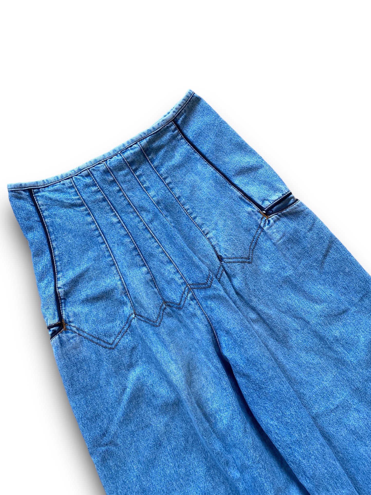 MFG HIGH WASTED BAGGY JEANS STONE WASHED DENIM (S)