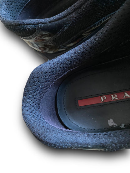 PRADA BLACK LEATHER VERNIS PATENT AMERICA’S CUP SHOES