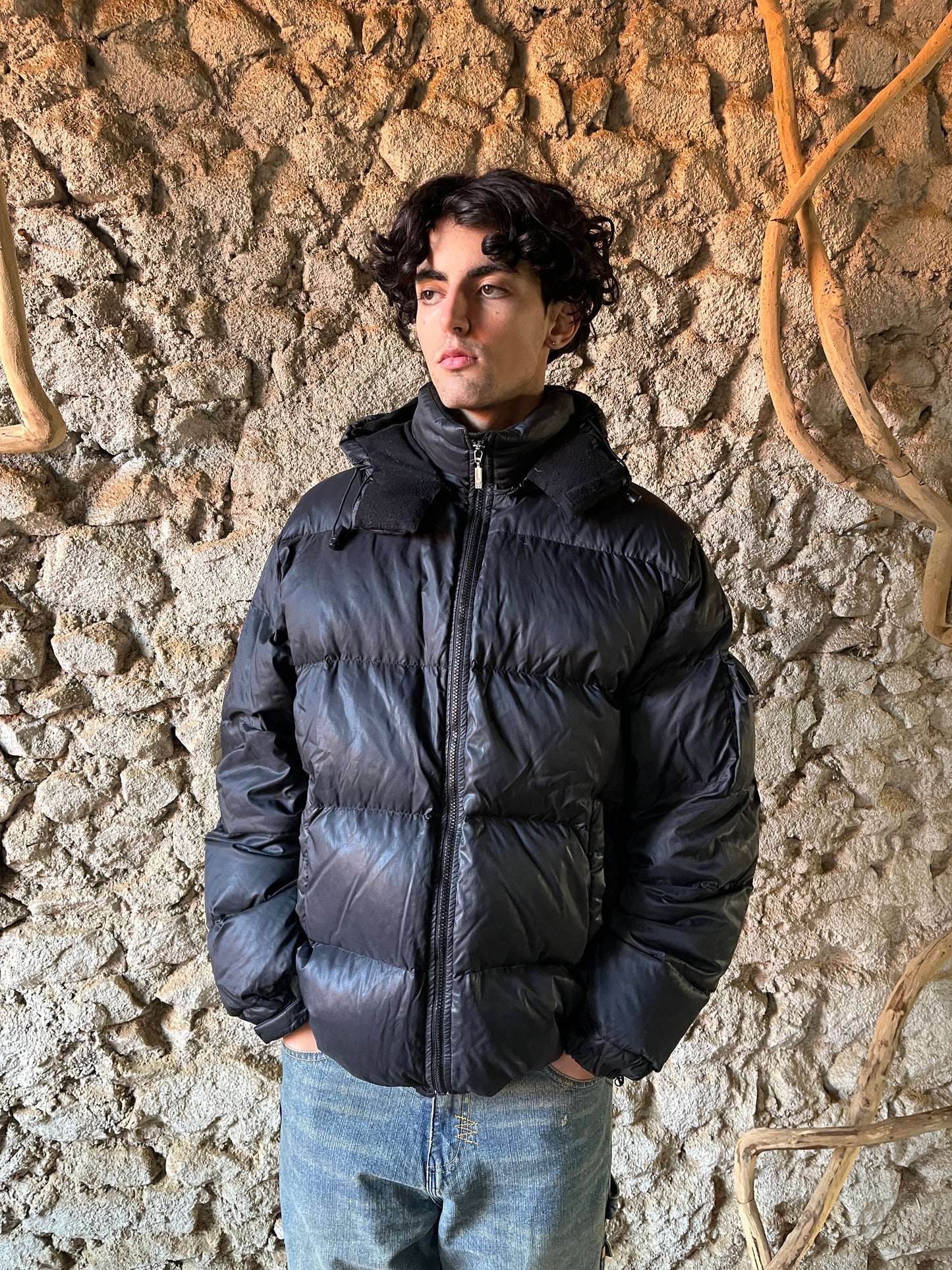 MONCLER VINTAGE MAYA BLACK PUFFER JACKET (L)