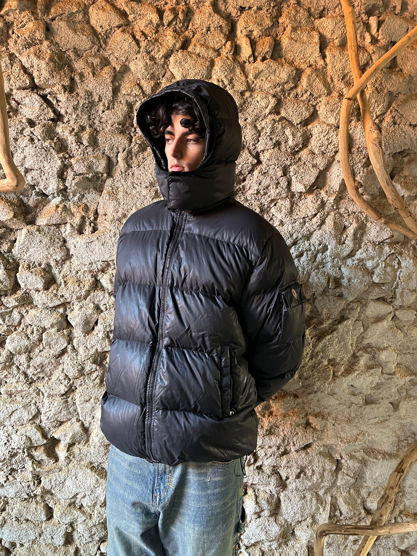 MONCLER VINTAGE MAYA BLACK PUFFER JACKET (L)