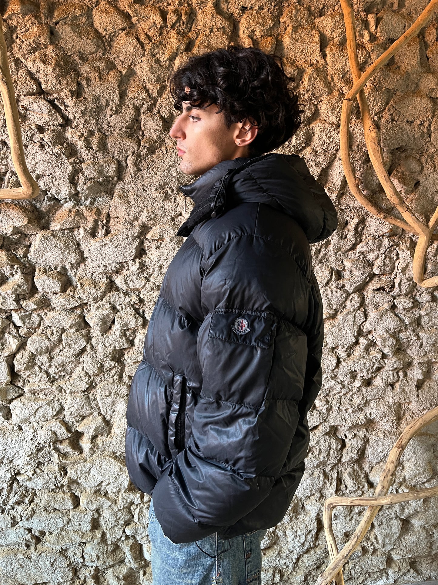 MONCLER VINTAGE MAYA BLACK PUFFER JACKET (L)