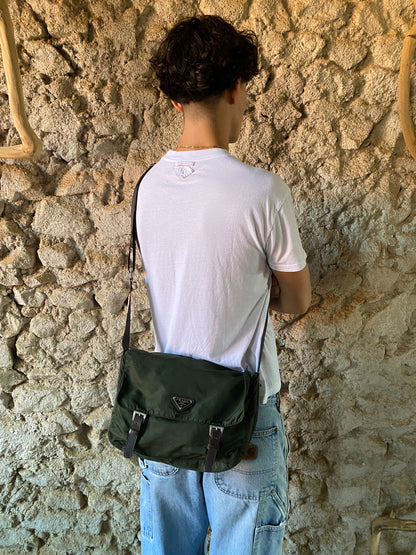 PRADA GREEN MILITARY 2STRAPS MESSENGER BAG