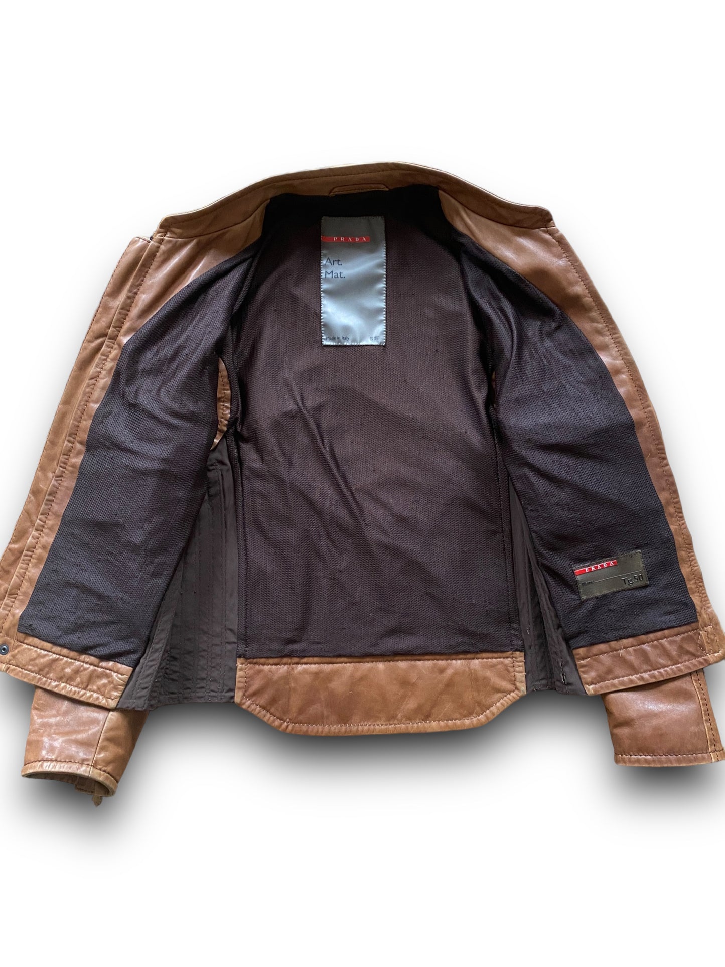 PRADA SPORT 00s CAMEL SAMPLE COWBOYS LEATHER JACKET (M)