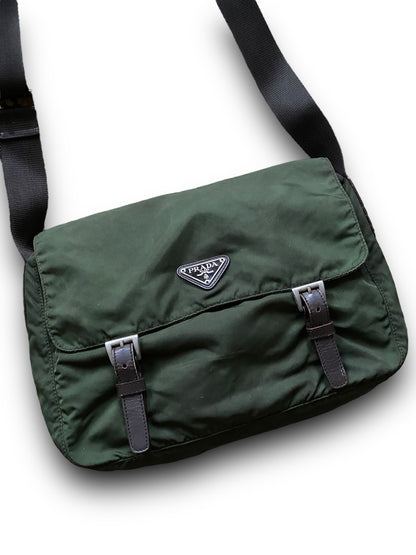 PRADA GREEN MILITARY 2STRAPS MESSENGER BAG