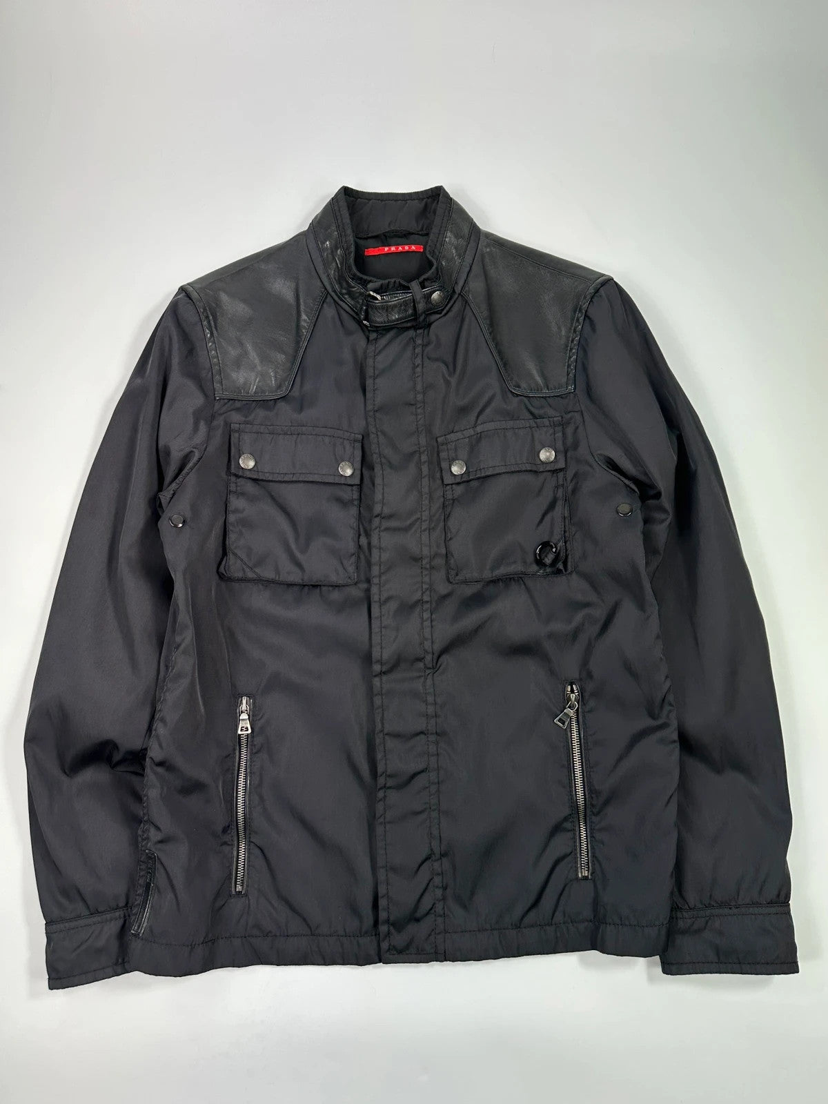 Prada Sport FW2007 Dark Navy Nylon & Leather Biker Jacket