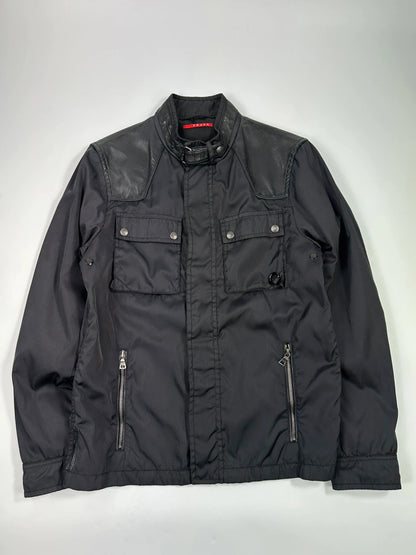 Prada Sport FW2007 Dark Navy Nylon & Leather Biker Jacket