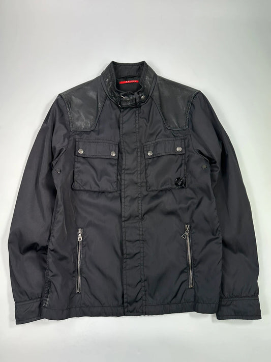 Prada Sport FW2007 Dark Navy Nylon & Leather Biker Jacket