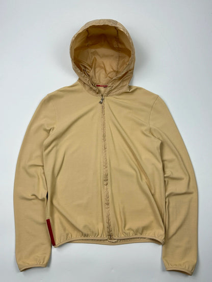 Prada Sport SS2000 Mesh Beige Hooded Nylon Jacket