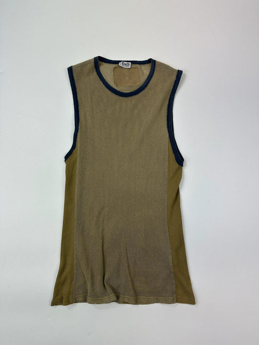 Dolce & Gabbana SS2003 Khaki Cargo Pocket Mesh Tank Top
