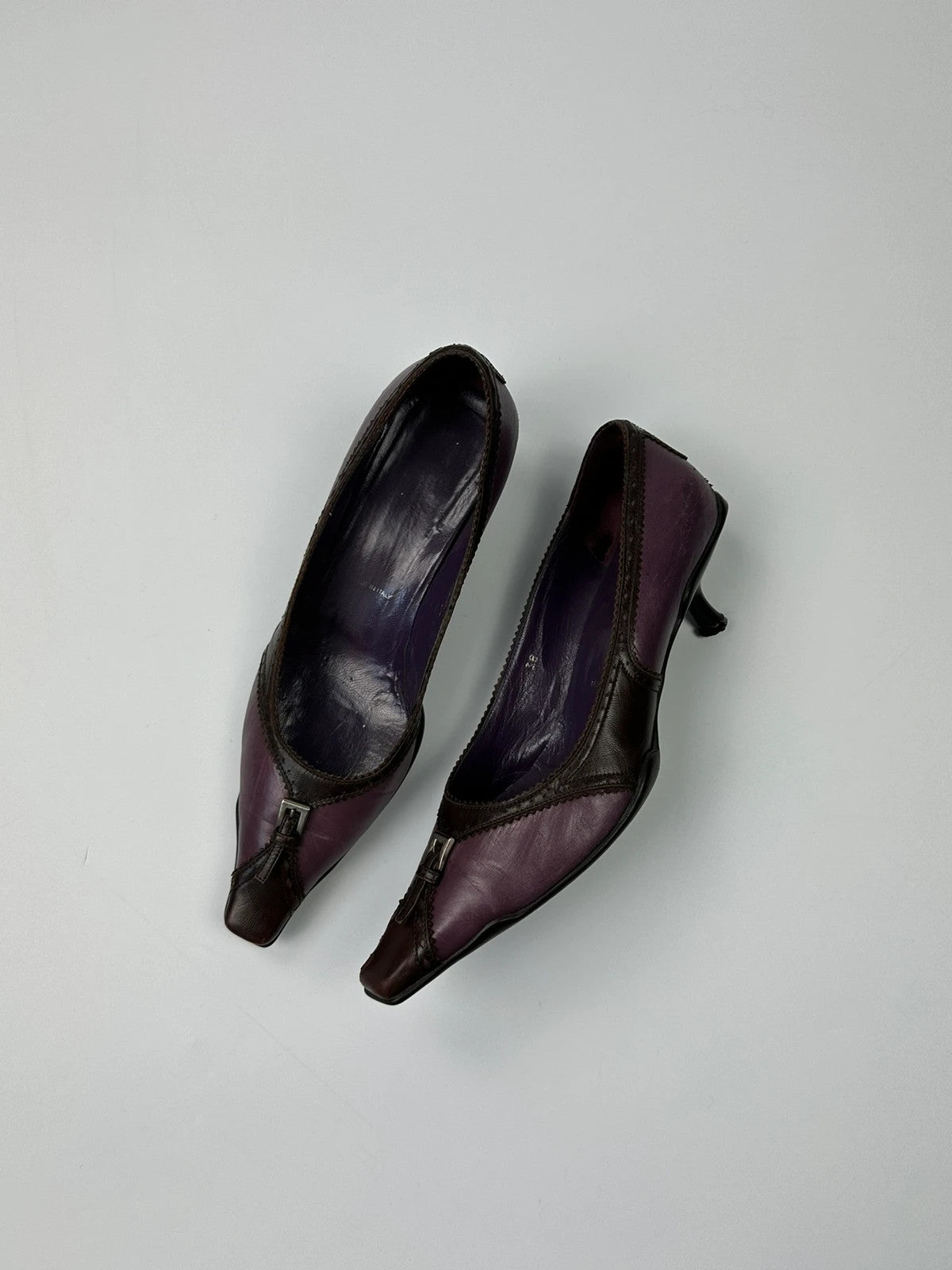 Prada Milano SS2000 Purple Brown Leather Heels Pumps