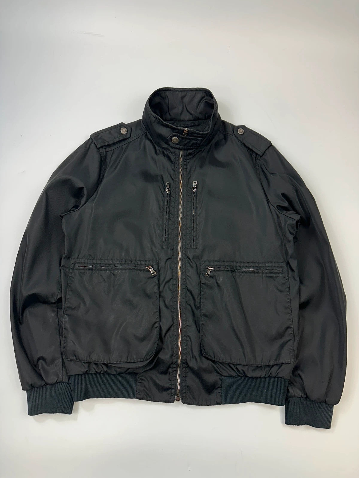 Prada Milano FW2009 Black Military Light Nylon Bomber Jacket