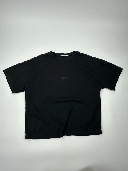 Acne Studio Black Oversized Boxy Crop Black Thick Cotton Tee