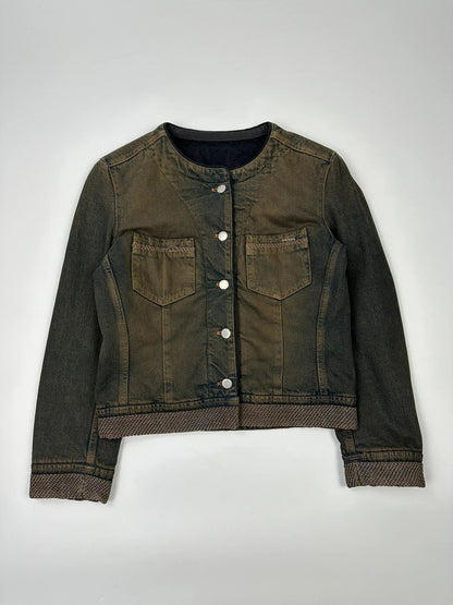 Prada Milano FW2006 Metal Chains Faded Denim Crop Jacket